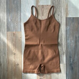 Brown Ribbed Knit Body Suit